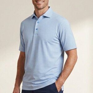 Performance Golf Polo Peter Millar Blue/White Stripe Short Sleeve Size M Medium